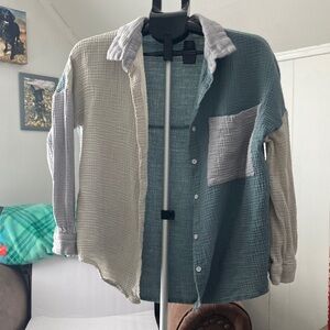 Colorblock Button-Up Shirt